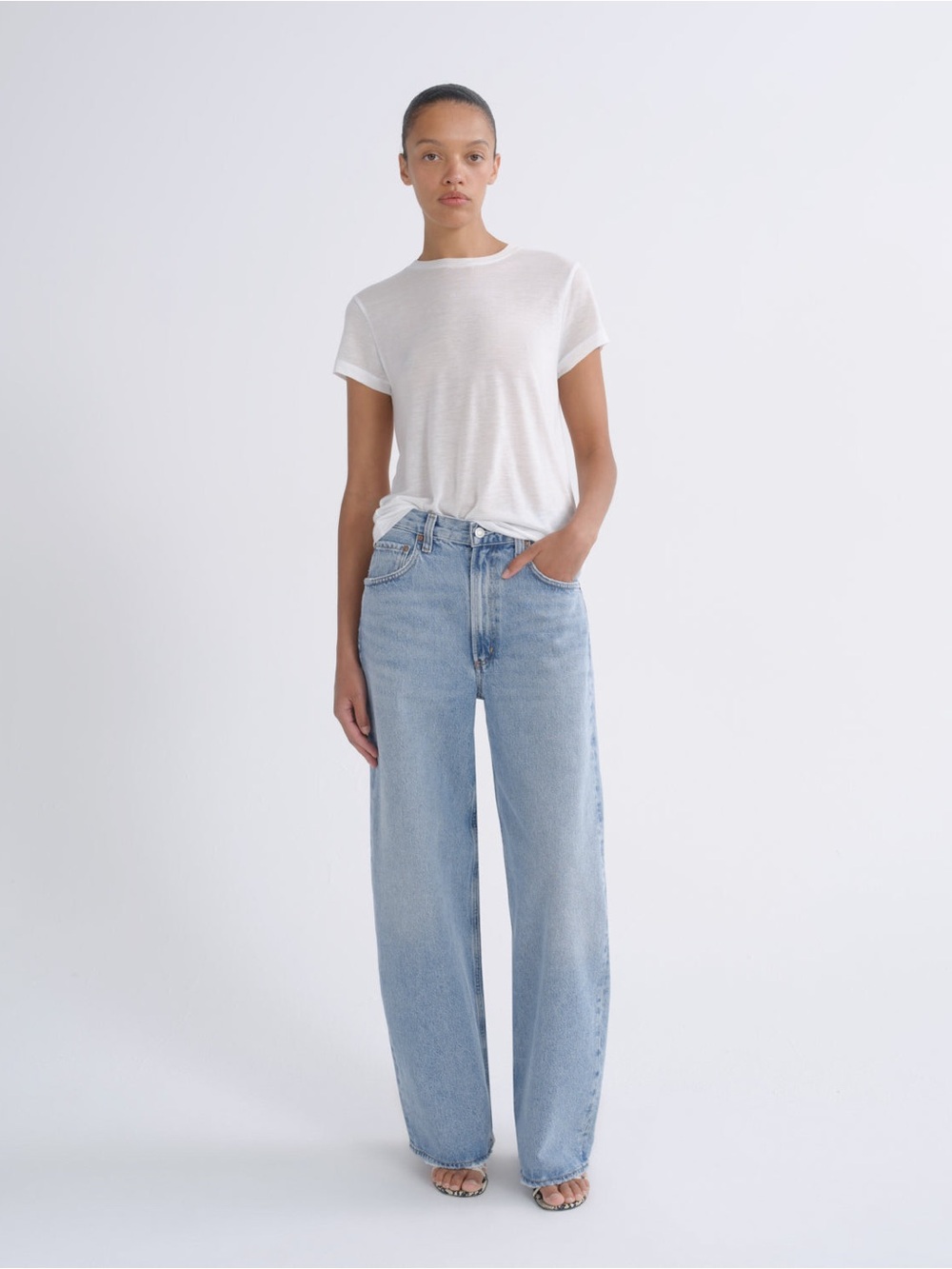AGOLDE Low Curve Jeans Force Light Wash Curved Leg Size 25